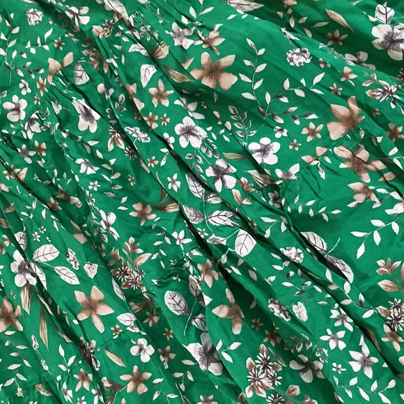 Zara Green Floral Tiered Maxi Dress - Picture 6 of 8